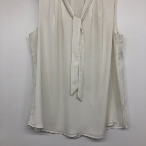 RW&Co White tied V-Neck sleevless blouse LG office capsule wardrobe Large - Picture 5 of 16